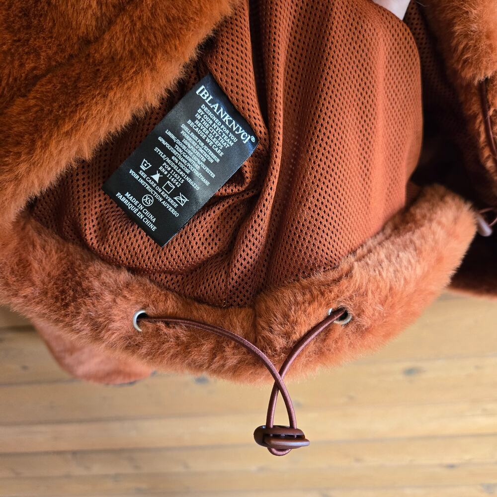 Anthropologie Blank NYC Faux Fur Half Zip Jacket Cliff Hanger Coat Brown XS Cozy - Picture 7 of 8